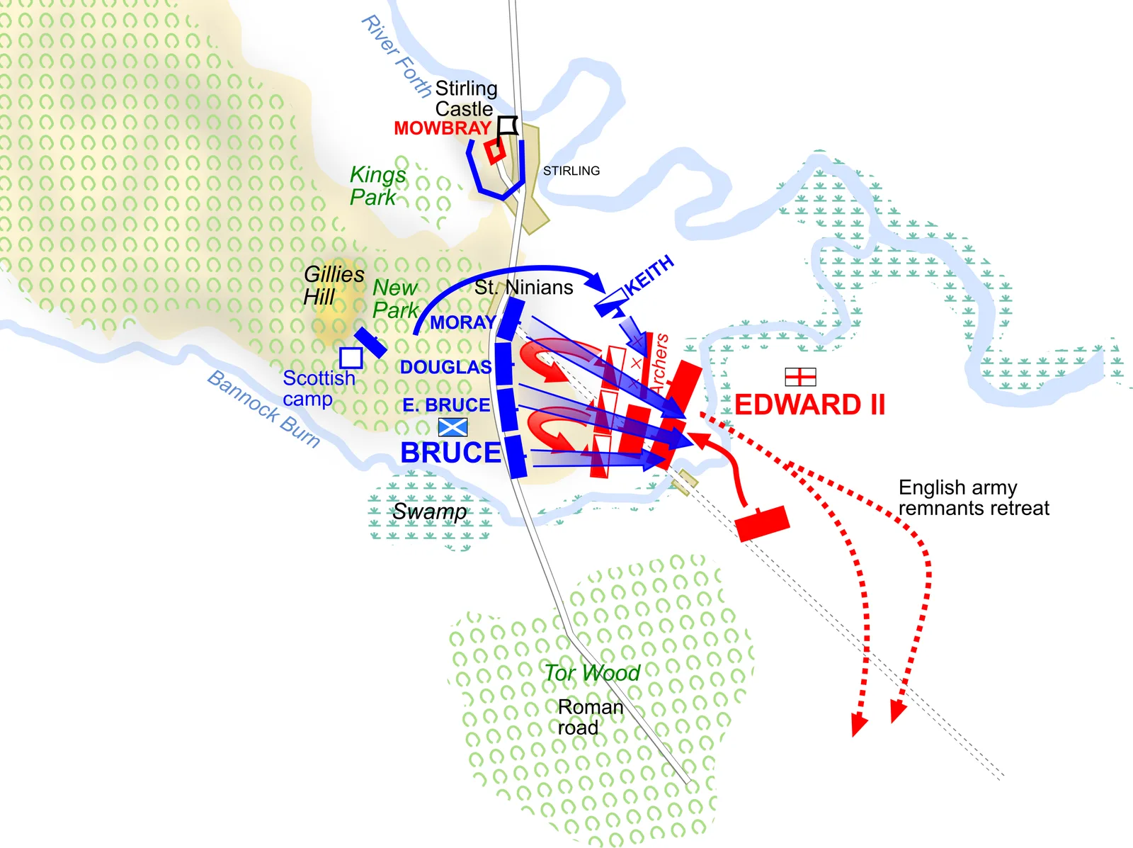 Map of the Battle of Bannockburn
