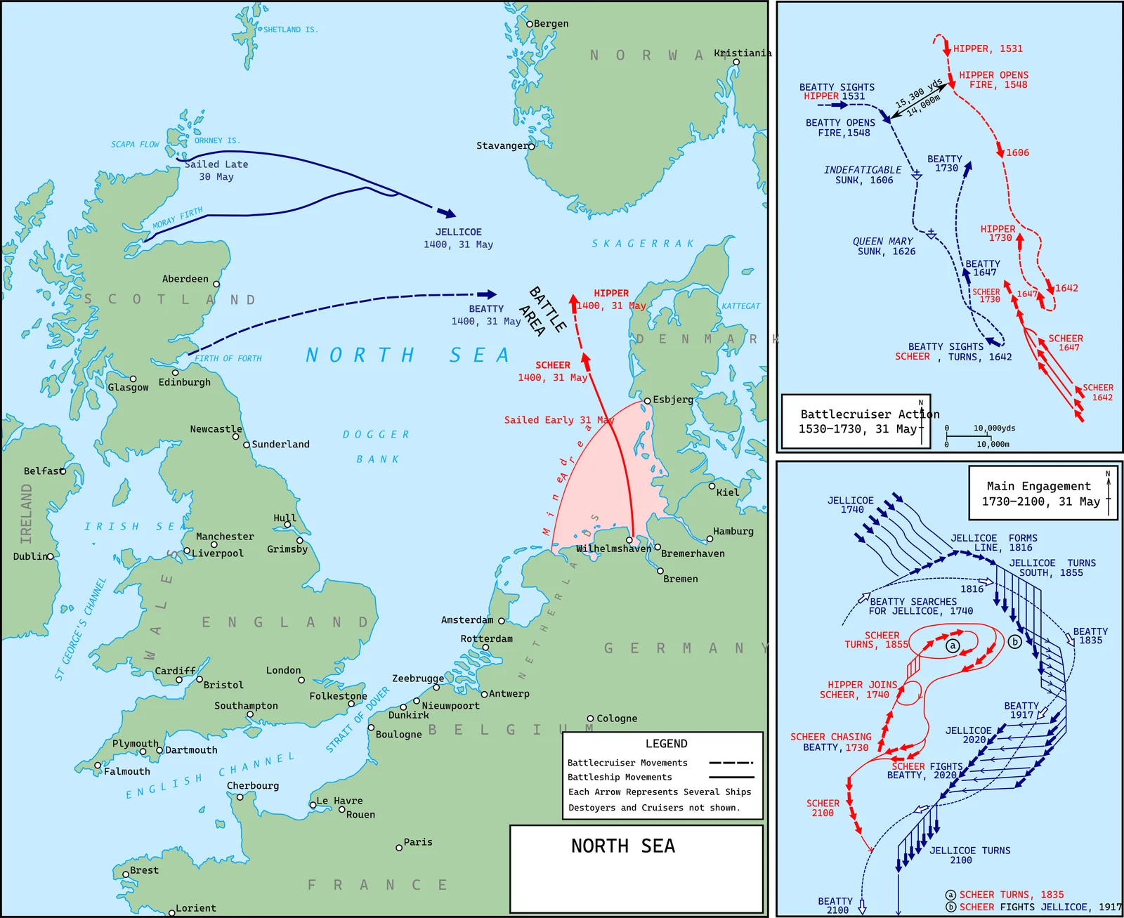 Map of the Battle of Jutland